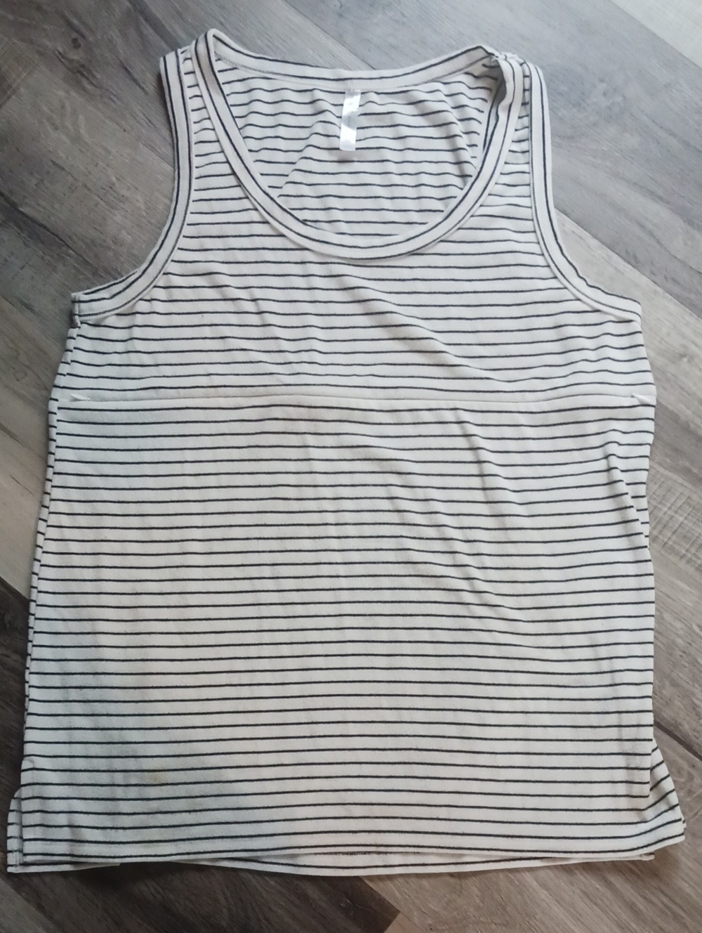 Movemama White Zip Nursing Tank Top with Black Stripes - Classic Scoop Neck